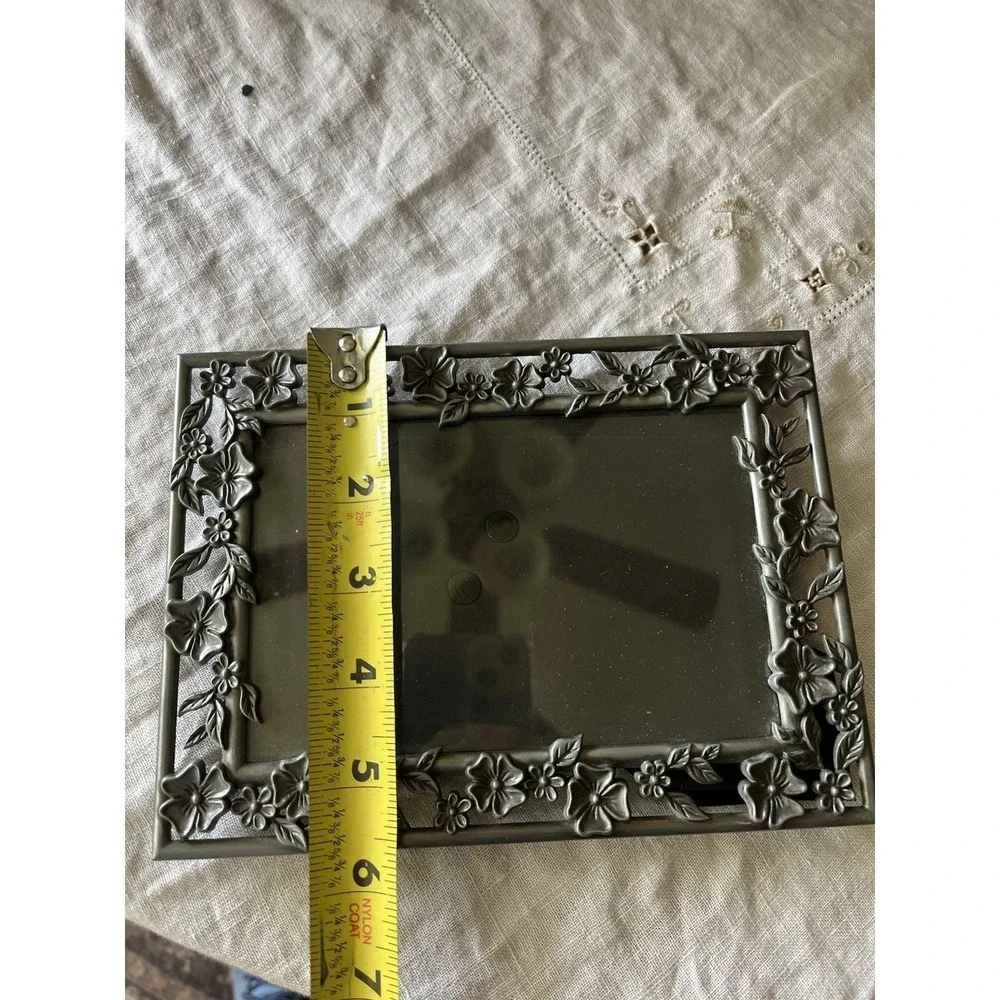Vintage Pewter Frames Lot Photo Picture Heart Flower Floral Vine Set 2
